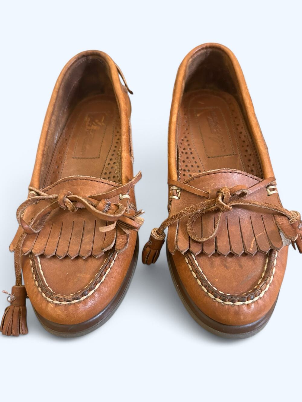Vintage Womens Sperry Topsider Fringe Tassel Loafers Leather 5.5 M Preppy